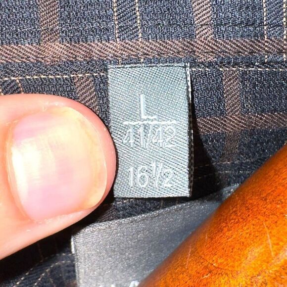 Haupt Ecologic Black Spread Collar 2 Ply Cotton Dress Shirt Sz L 16.5 - Picture 3 of 6